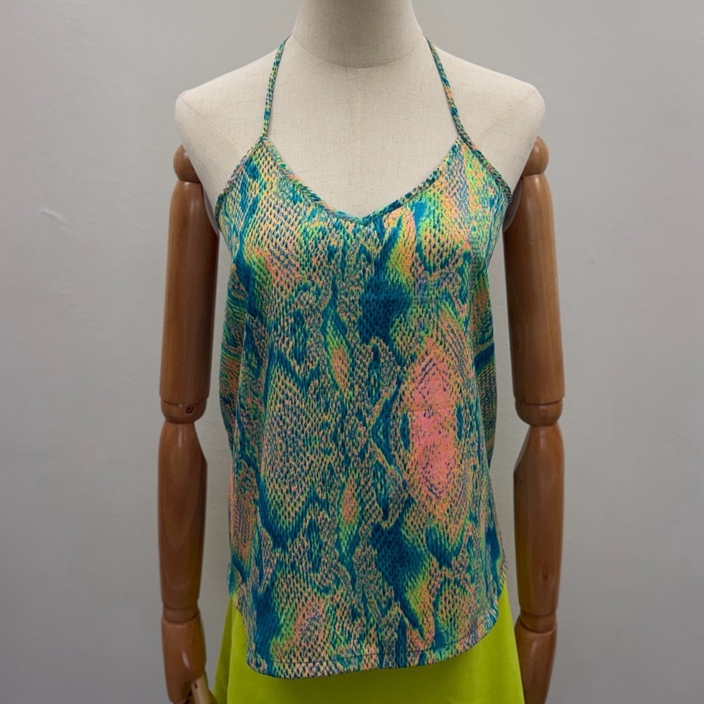 Hurley Colorful Snake Print Halter Tank Top Sleeveless Summer XS
